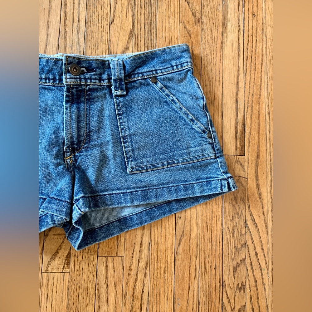 American Eagle Low Rise 8 Jean Shorts‎ Stretch Y2K Mini Denim Hot Pants Blue - Picture 5 of 11